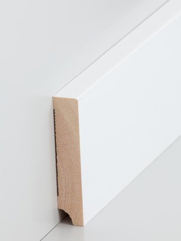 sbs321168031 S�dbrock Sockelleisten Massivholz Kiefer wei� lackiert Massivholz Holz-Fussleiste, Oberkante rechteckig