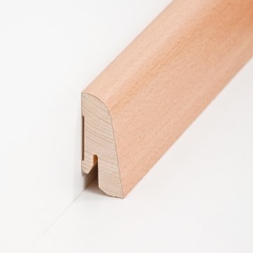 Muster: m-sbs22456 Sdbrock Sockelleisten Holzkern Holz-Fussleiste, Holzkern mit Echtholz furniert Buche gedmpft lackiert