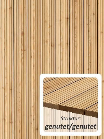 Muster: m-wPRO485001 Profilor Terrassendielen Laub- und Nadelholz Lrche sibirisch us-hobelfallend roh-natur, genutet/genutet 26 x 143 mm x diverse Lngen Beige