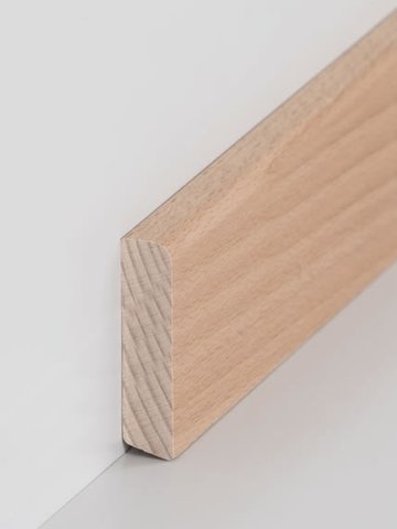 wsbs60.16.80.2 Sdbrock Sockelleisten Massivholz Buche lackiert Massivholz Holz-Fussleiste, Oberkante abgerundet