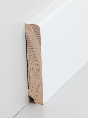 wsbs320.19100.31 Sdbrock Sockelleisten Massivholz Kiefer deckend wei Massivholz Holz-Fussleiste, Oberkante abgerundet
